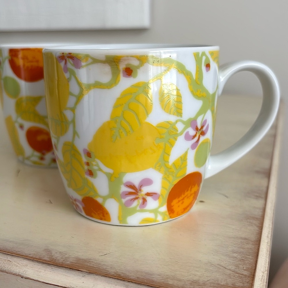 2 Now Designs Lemons Oranges Blossoms Florida Sicily Tropical Citrus Fruits Mug